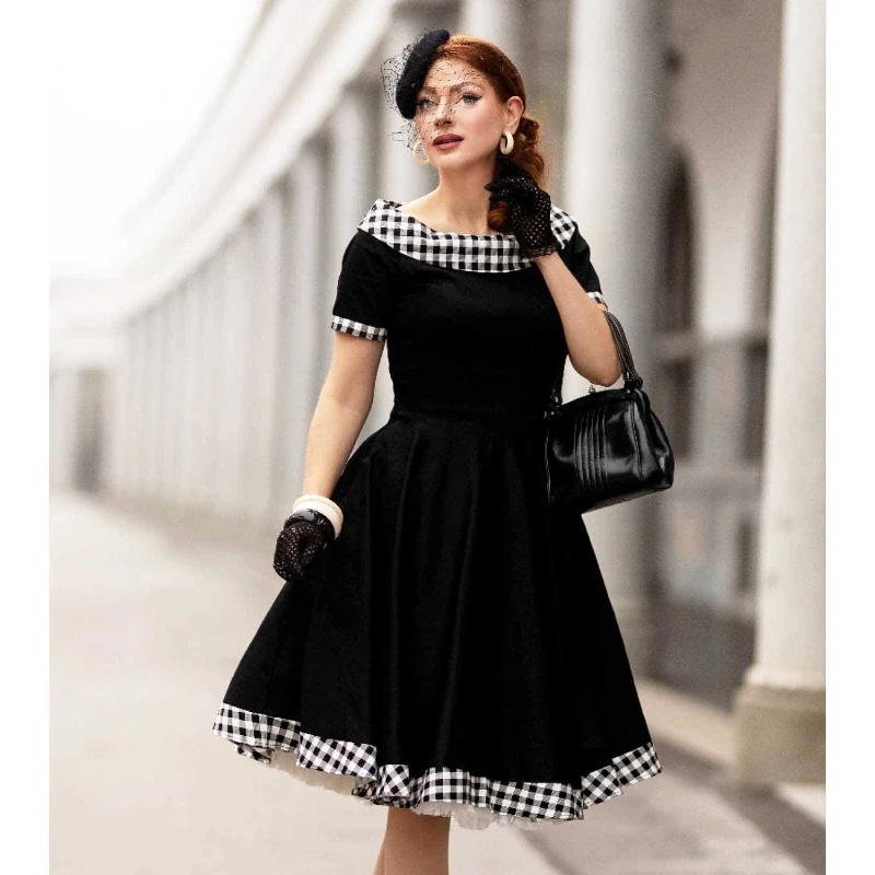 Dolly and Dotty Darlene 50s Dress - Black/Gingham Minimalist unclassified dresses