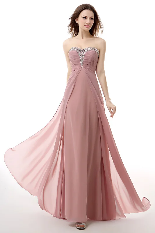 Dusty Pink A-Line Sweetheart Pleated Corset Prom Dresses outfit High-end unclassified dresses