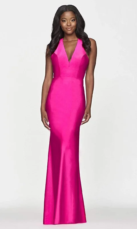 Faviana - S10646 Plunging Halter Charmeuse Prom Gown Chic unclassified dresses