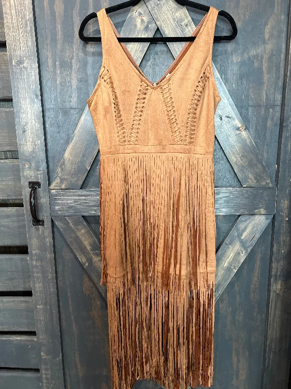 Fringe Suede Dress Boho unclassified dresses