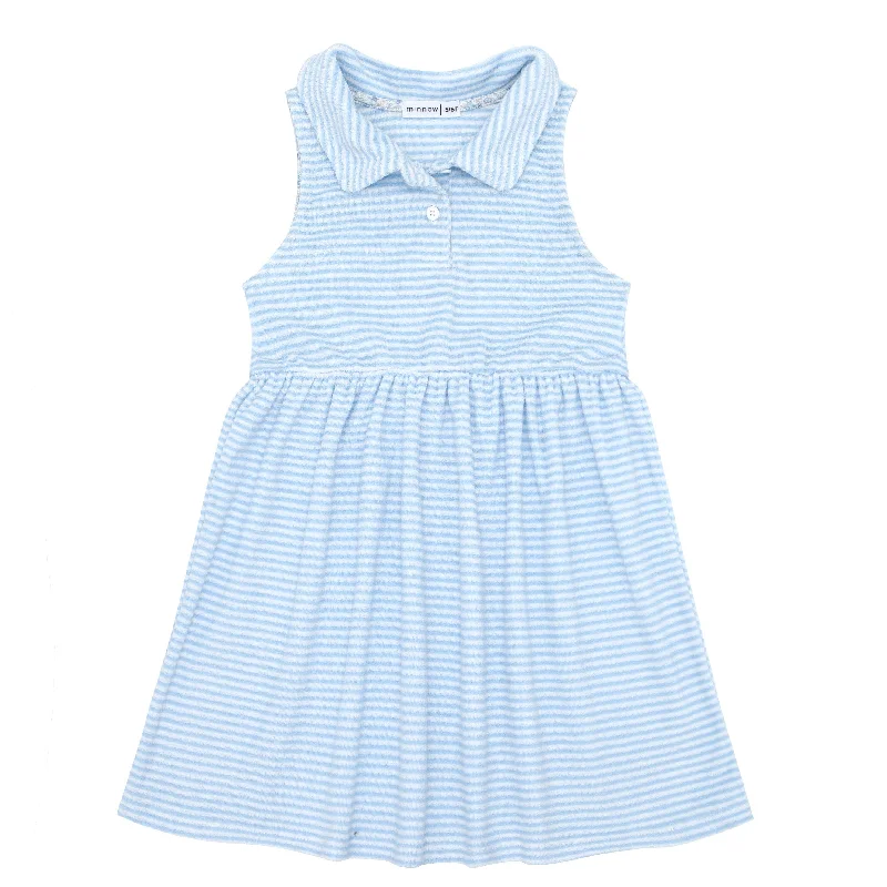 girls powder blue stripe french terry tennis dress Printed unclassified dresses