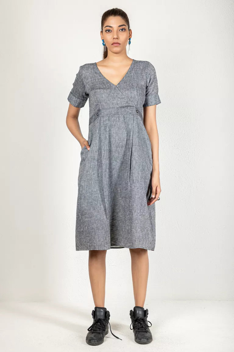 Grey Solid Dress Halter unclassified dresses