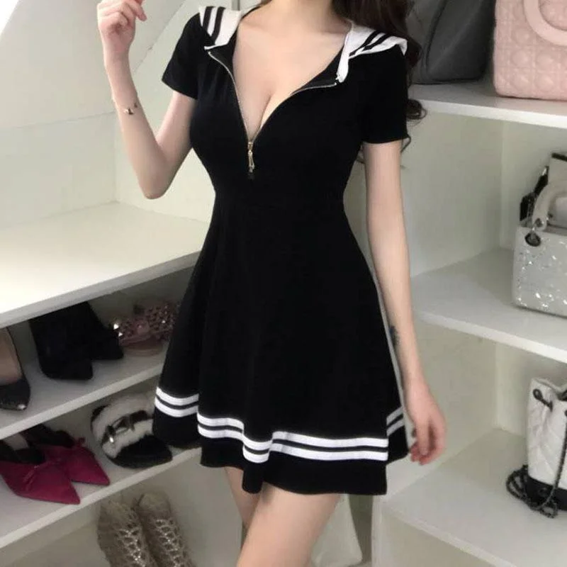 Sailor Zipper Dress SD01163 Silk unclassified dresses