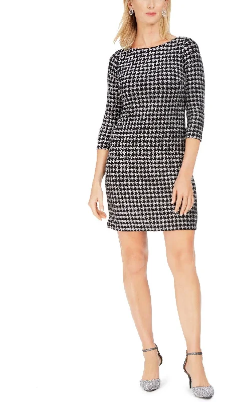 Jessica Howard Women's Glitter Houndstooth Sheath Dress Silver Size 16 Designer unclassified dresses