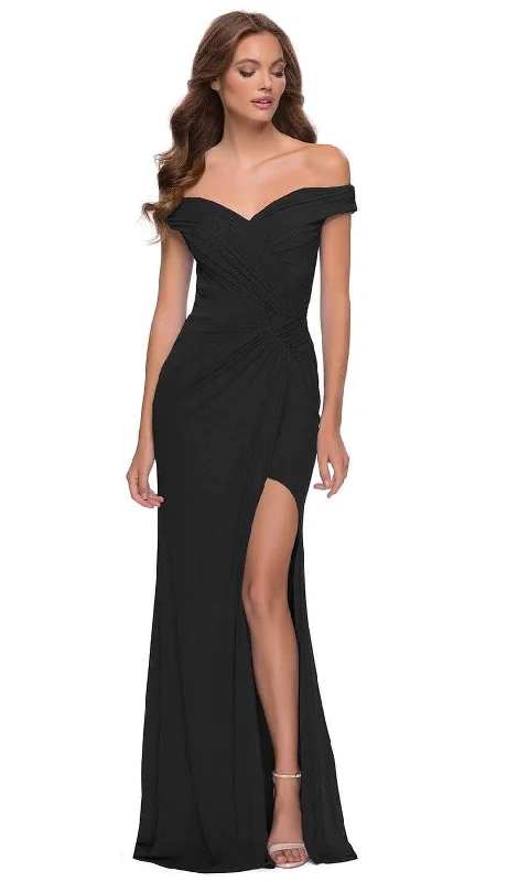 La Femme - Off Shoulder Ruched Evening Gown 29756SC Ruched unclassified dresses