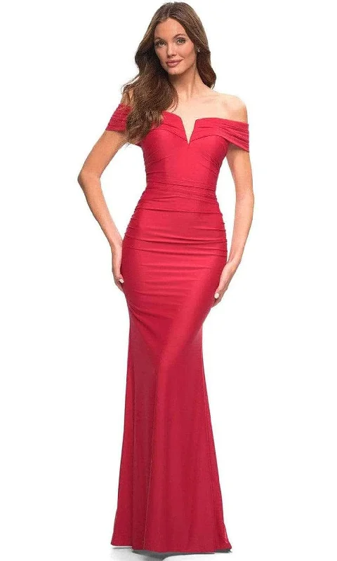 La Femme - Ruched Jersey Prom Gown 30582SC High-low unclassified dresses