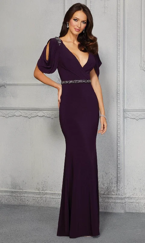 MGNY By Mori Lee - 72409 Draped Sleeve Jersey Evening Dress Popular unclassified dresses