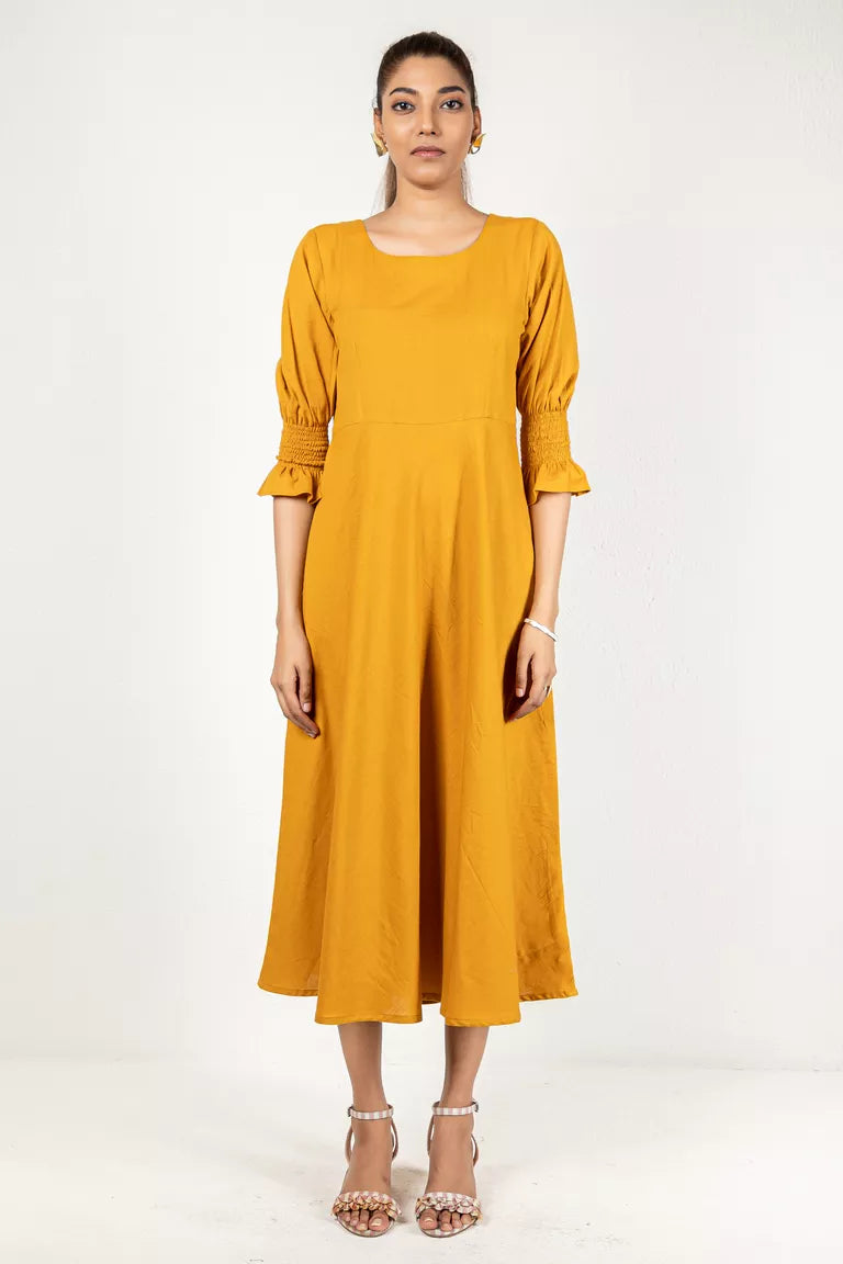 Mustard Cotton Flax Dress Lightweight unclassified dresses