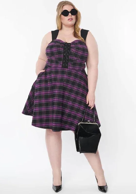 Purple Plaid | FLARE DRESS** Short unclassified dresses