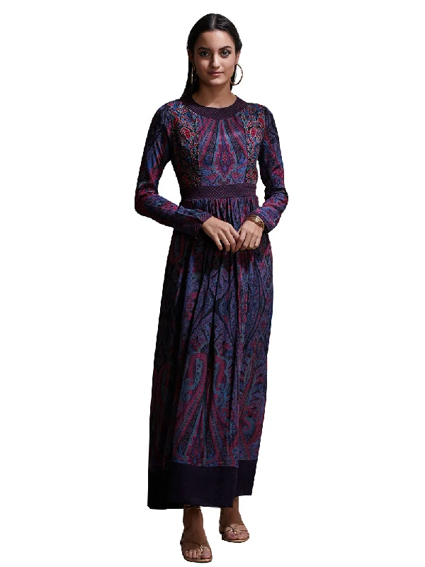 Ritu Kumar Purple Embroidered Kurta Dress Stretchy unclassified dresses