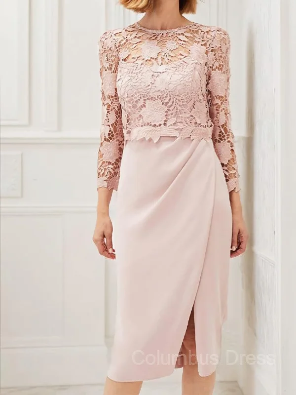 Sheath/Column Scoop Tea-Length Stretch Crepe Mother of the Bride Dresses With Applique Gowns Sequin unclassified dresses