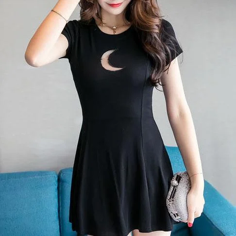 Dark Cut Out Moon Chest Dress SD02408 Office unclassified dresses