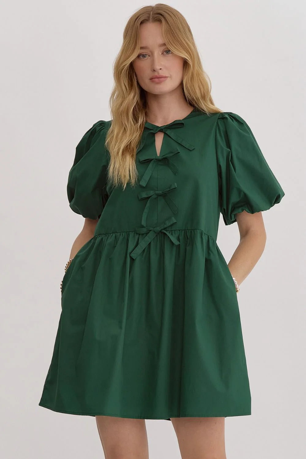 The Fern Bow Detail Dress in Green Corset unclassified dresses