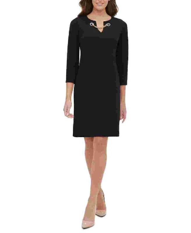 Tommy Hilfiger Women's Grommet-Neck Shift Dress Black Size 2 High-low unclassified dresses