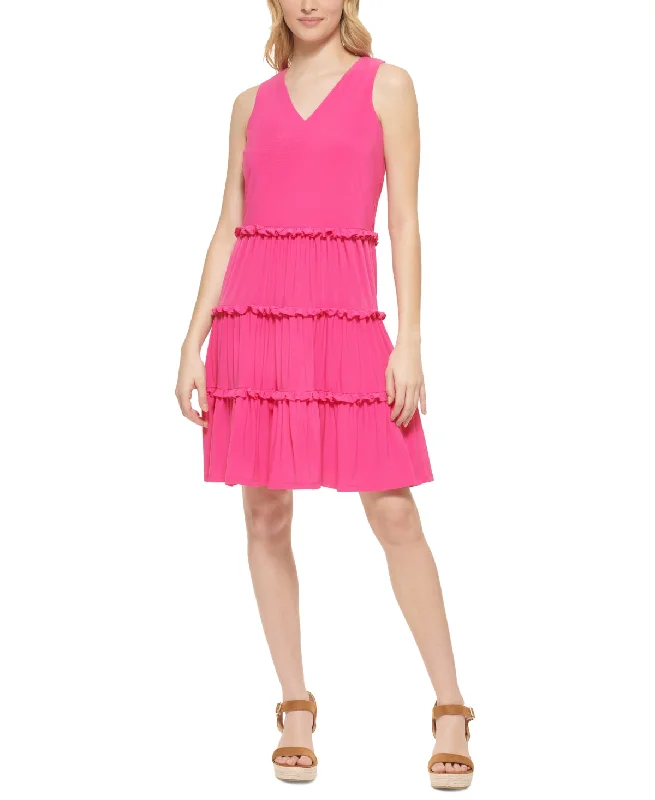 Tommy Hilfiger Women's Tiered Jersey Shift Dress Pink Size 14 Casual unclassified dresses