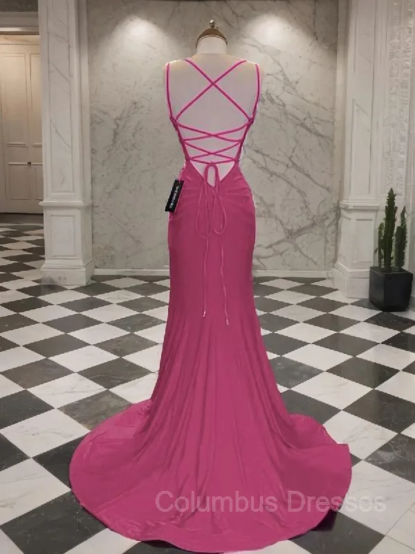 Trumpet/Mermaid V-neck Sweep Train Jersey Prom Dresses A-line unclassified dresses