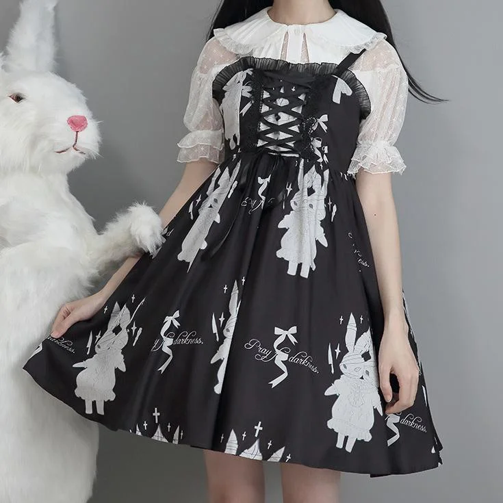 Twin Bunny Pray For Darkness Strap Dress SD02434 Velvet unclassified dresses