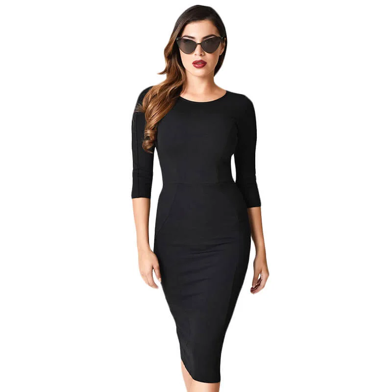 Unique Vintage Mod Wiggle Dress - Black Gothic unclassified dresses