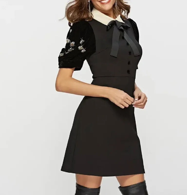 Velvet Peter Pan collar dress Elegant evening unclassified dresses