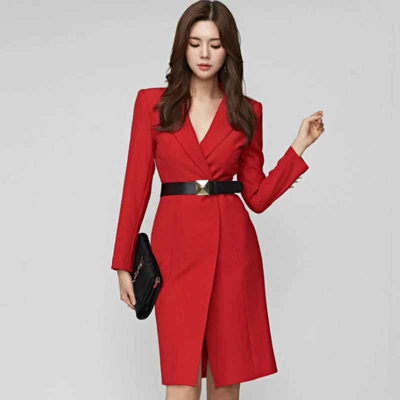 Women's Autumn Sheath V-Neck Polyester Dress Date night unclassified dresses