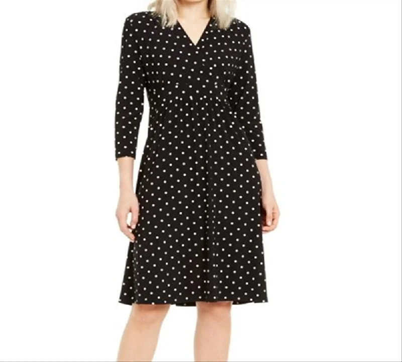 Anne Klein Women's Sheath Polka Dot Surplice Dress Black Size Medium Fashionable unclassified dresses