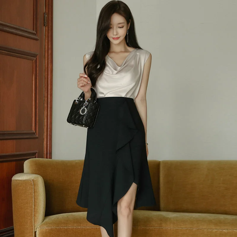 Women's Summer Polyester Sleeveless Two-Piece Dress Street style unclassified dresses