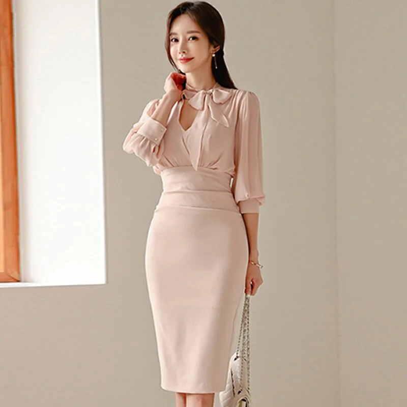 Women's Summer V-Neck Sheath Chiffon High-Waist Dress Unique unclassified dresses