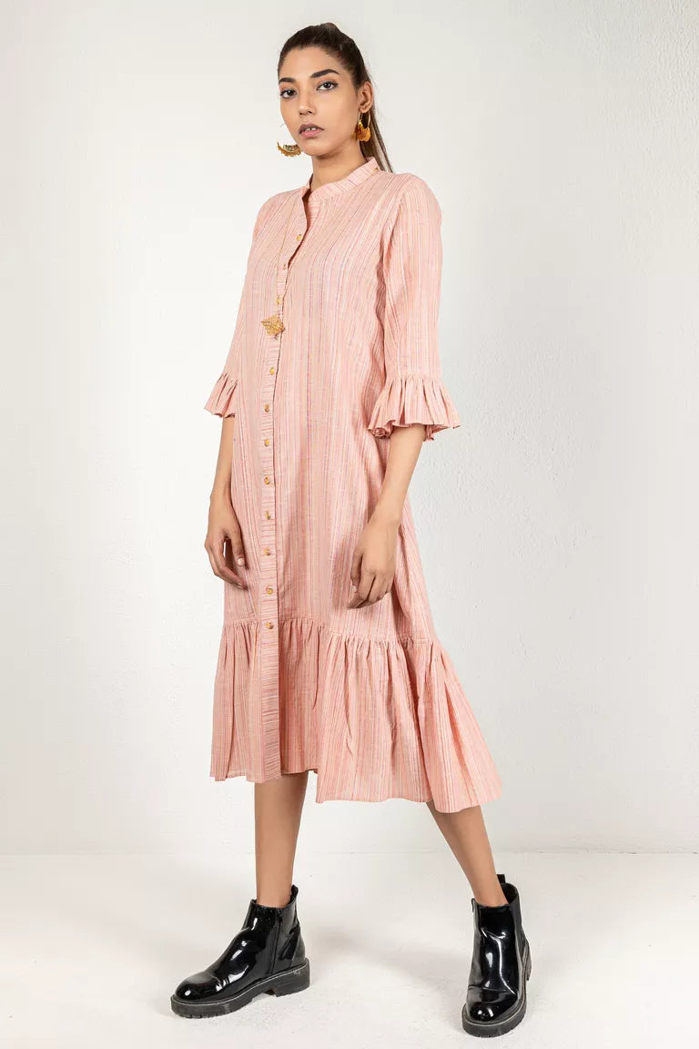 Woven Striped Pink Dress Neutral tone unclassified dresses