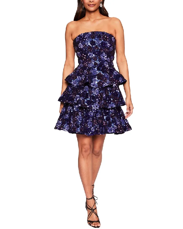 Marchesa Notte Strapless Mini Dress Ruffled Mini Skirt