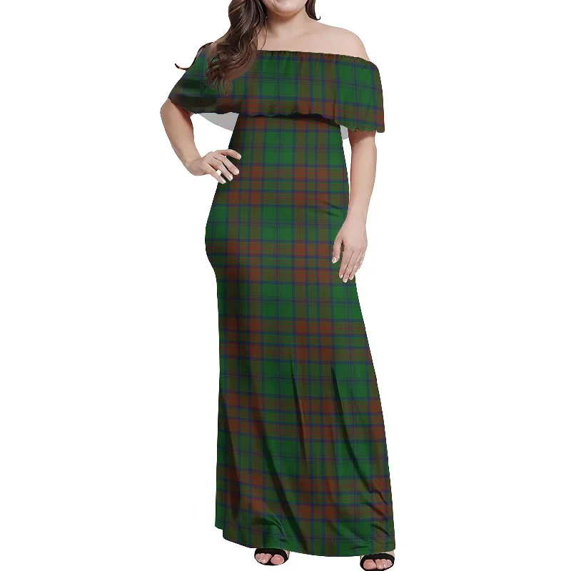 Matheson Hunting Highland Tartan Off Shoulder Long Dress Maxi Skirt Classic