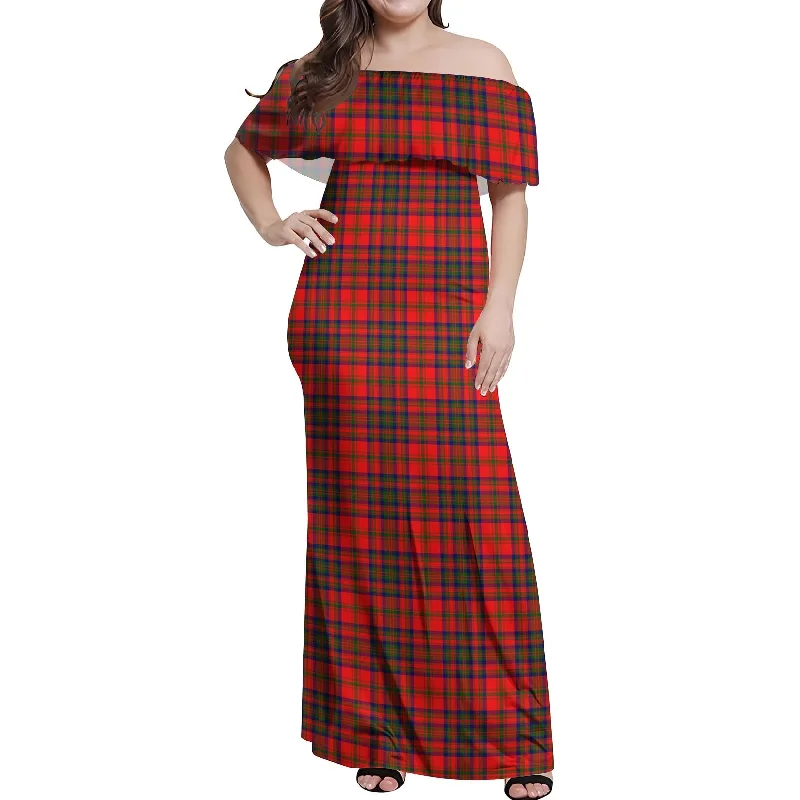 Matheson Tartan Off Shoulder Long Dress Vintage Maxi Skirt