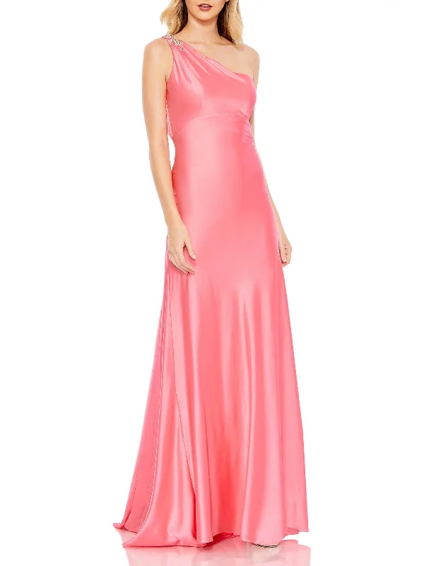 Womens One Shoulder Long Evening Dress Maxi Skirt Look