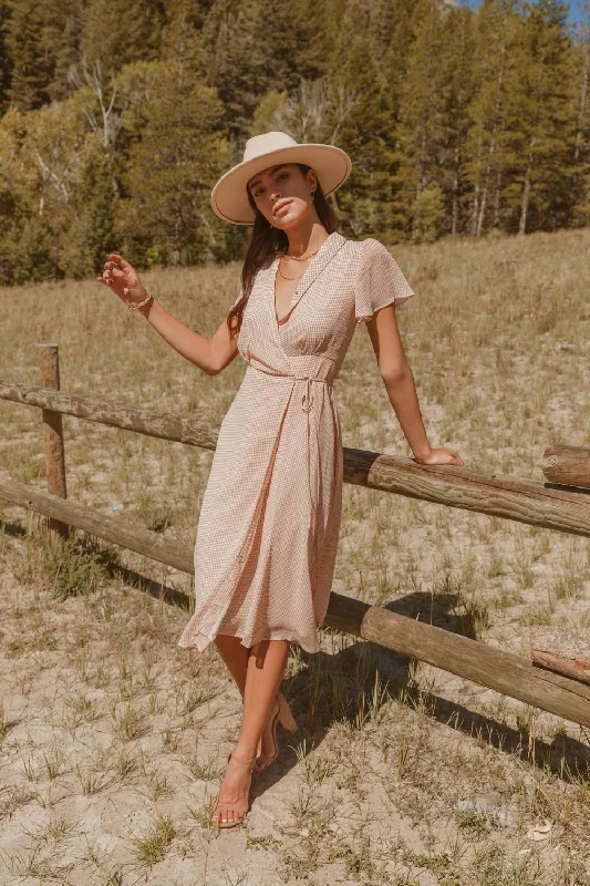 Gingham Midi Dress In Rust Chic Midi Skirt