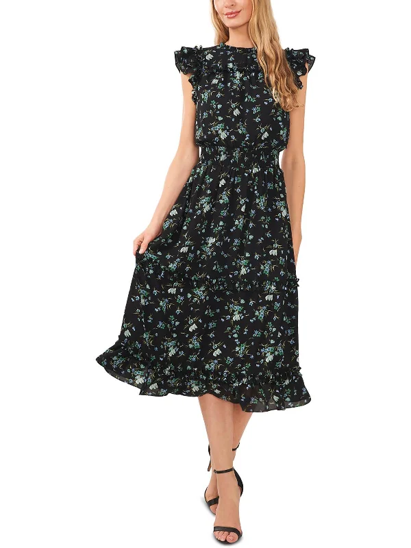 Womens Floral Calf Midi Dress Cozy Midi Dress