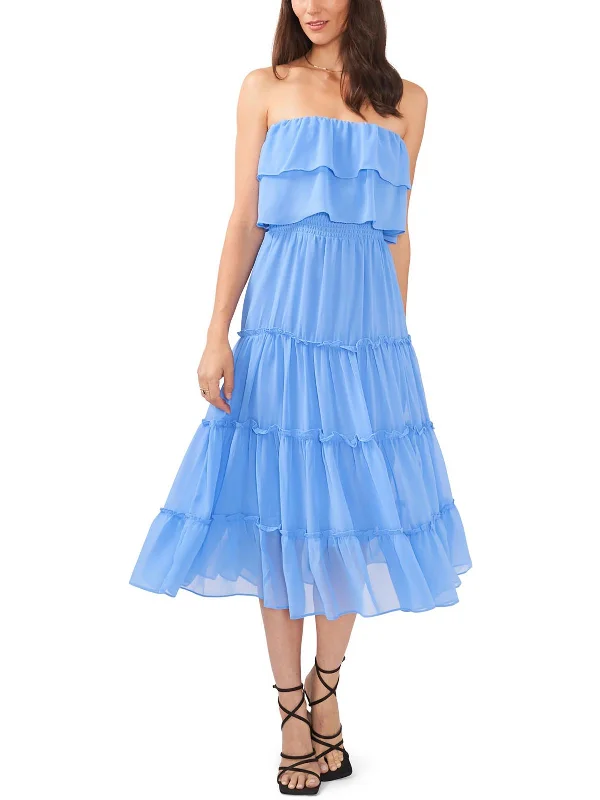 Womens Tiered Ruffle Midi Dress Ruffled Midi Skirt