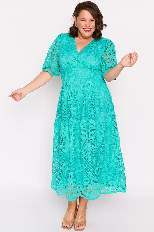 Aurora Teal Lace Dress Lace Dress Shine