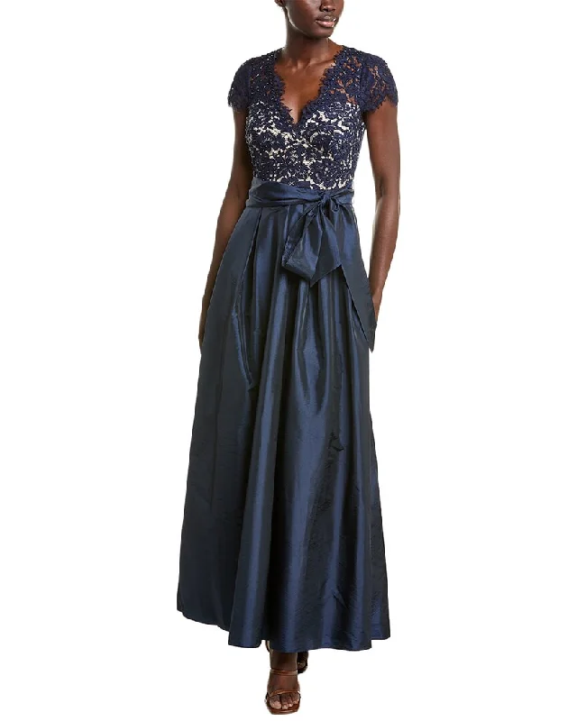 Eliza J Taffeta & Lace Gown Lace Dress Fit