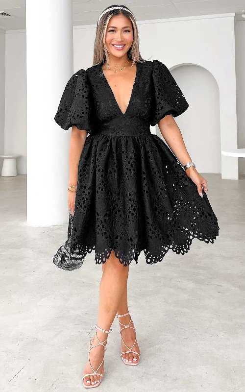 Hazelle Lace Dress - Black Lace Bridesmaid Dress