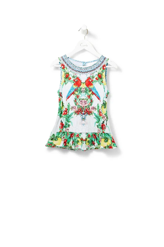 KIDS TANK WITH FRILL HEM ONE FLEW OVER Tank Dress Vibe