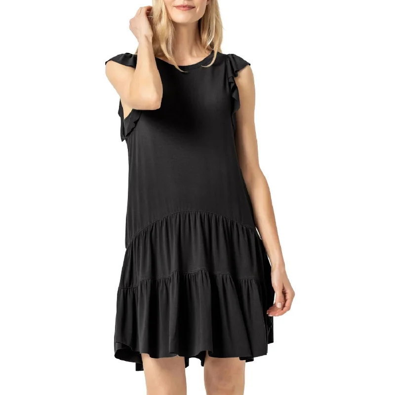 Tiered Peplum Tank Dress In Black Soft Tank Dress